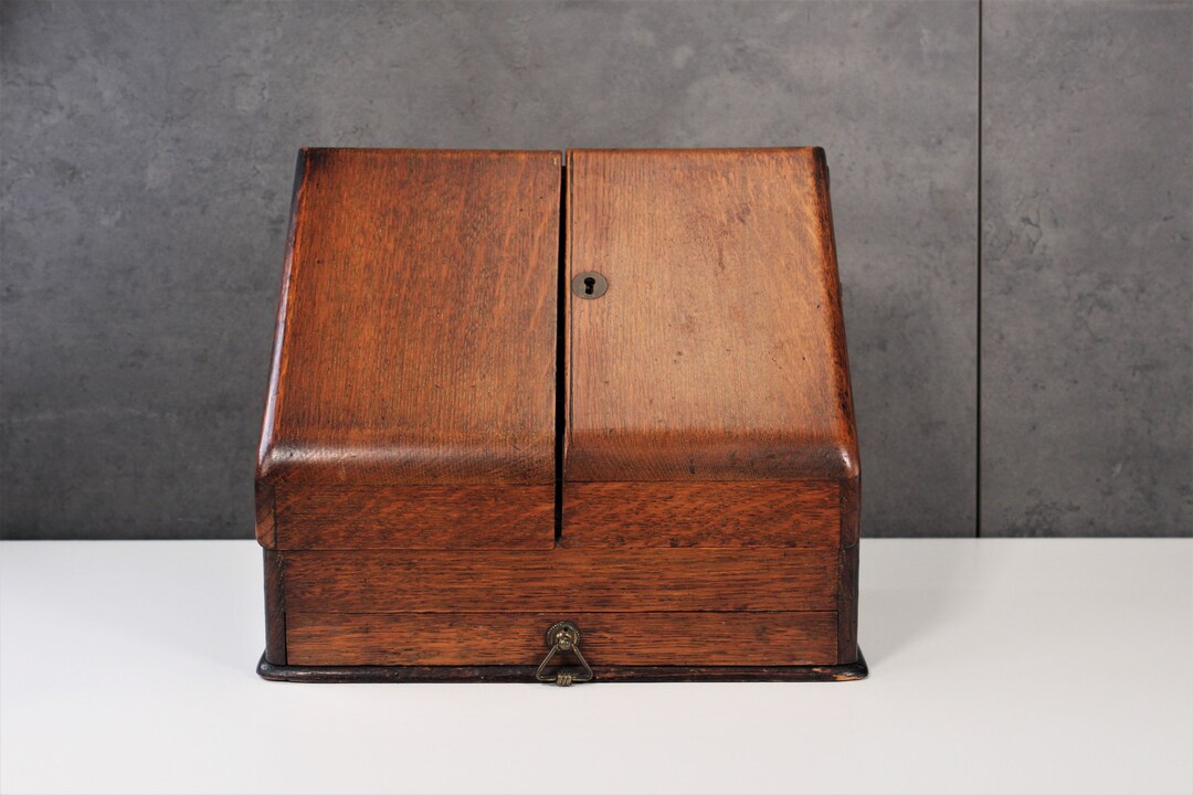 Victorian Oak Stationery Box Antique Campaign Desk Circa 1880s Etsy