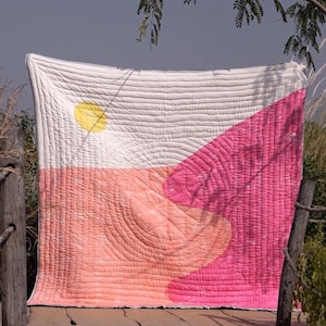 Reversible Block-Printed Quilt, Cotton Bedding Set, King Size Quilt, Handmade Indian Kantha Blanket, Pink Quilt for Sale, Queen Comforter