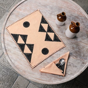 Handmade Block Printed Placemat Set: Modern Southwest Table Decor