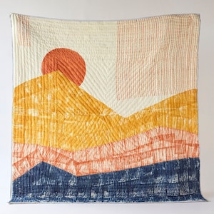 Handmade Cotton Quilt, Reversible Block Printed Bedspread, Modern Colorful Bedding Set