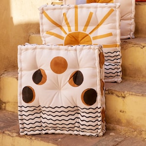 Handmade Cotton Floor Cushion: Large Square Reversible Pouf