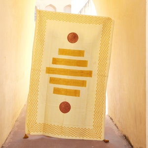 Hand-Block Printed Kantha Throw Blanket: Boho Cotton Bedcover