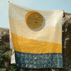 Handmade Cotton Quilt Set – Boho Kantha Comforter, Modern Bedding Blanket, Reversible Bedspread, Queen Quilt, Indian, King Quilt for Sale