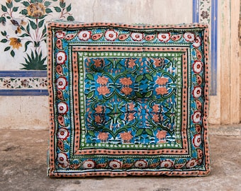 Cotton Meditation Cushion: Bohemian Lotus Floor Pillow