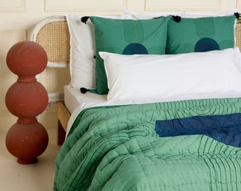 Queen Quilt Handmade - Reversible 100% Cotton Bedding Set, Boho Quilt, Modern Quilt, Bedspread Comforter for Queen Size Bed, Artisan Crafted
