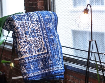 Handmade Floral Bedspread Quilt Set: King/Queen Cotton Shams