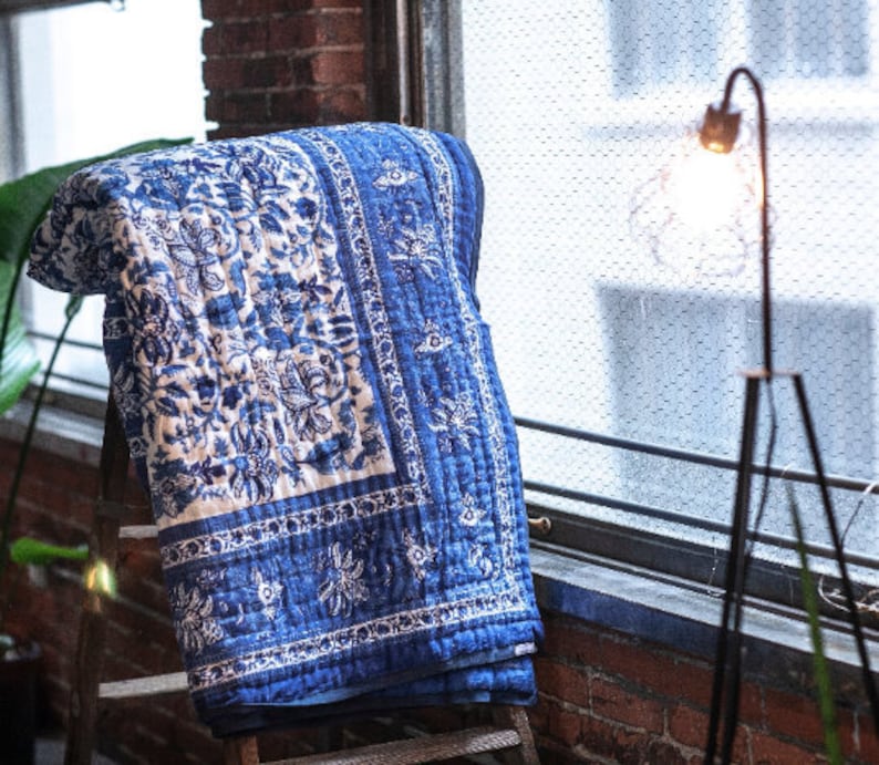 Blue Handmade Quilt King Size Quilt for Sale Queen Size Etsy