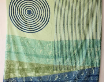 Hand Block Printed Cotton Duvet Cover | Reversible Indigo Spiral Sunrise Bedding Set
