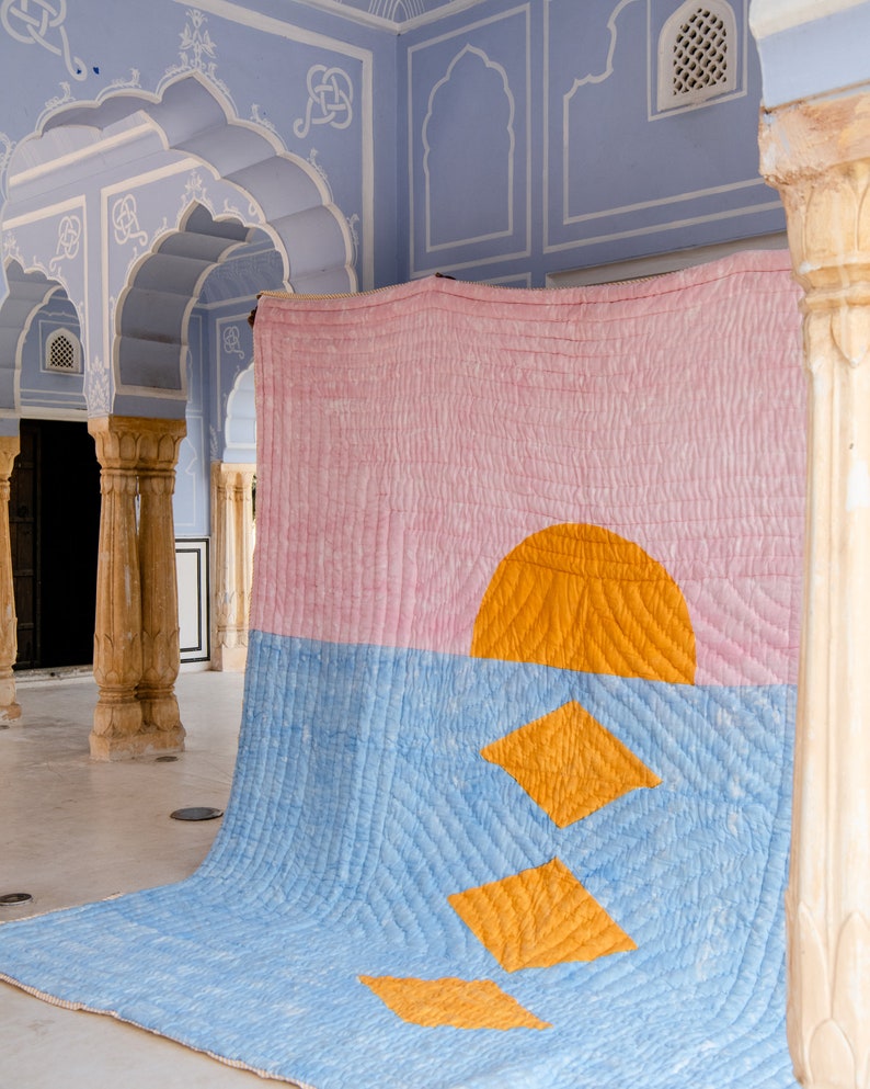 King Size Quilt Modern Quilt Quilts for Sale Abstract Sun Etsy