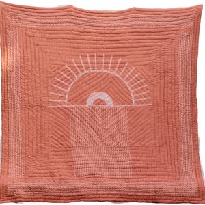 Handmade Kantha Stitch Quilt: Reversible Cotton Boho Bedspread with Shams