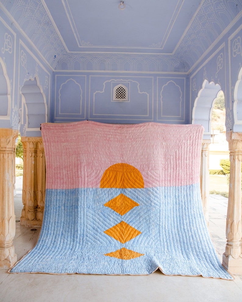 King Size Quilt Modern Quilt Quilts for Sale Abstract Sun Etsy