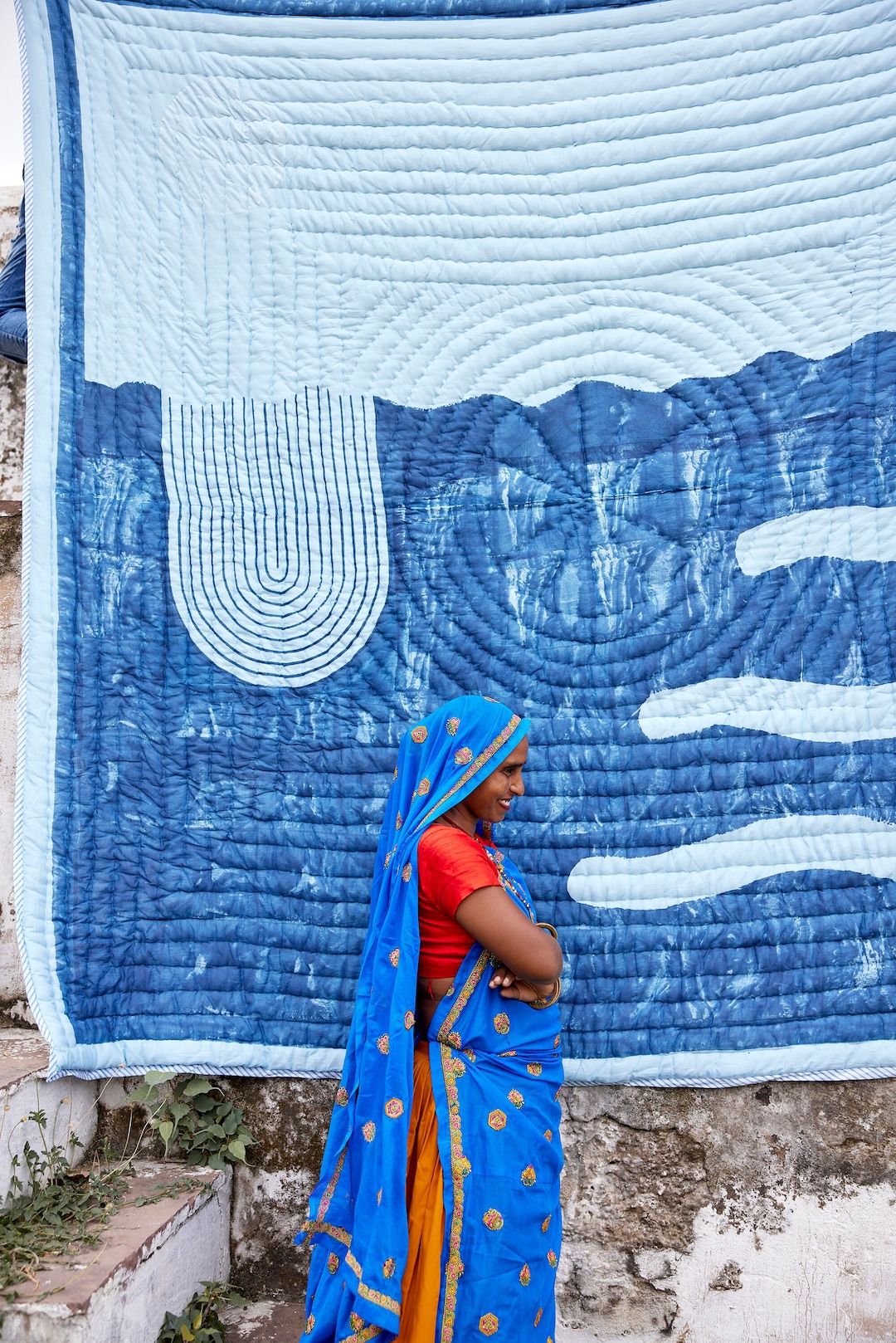 Handmade Kantha Quilt: Reversible Blue Ocean Bedspread Set - Etsy