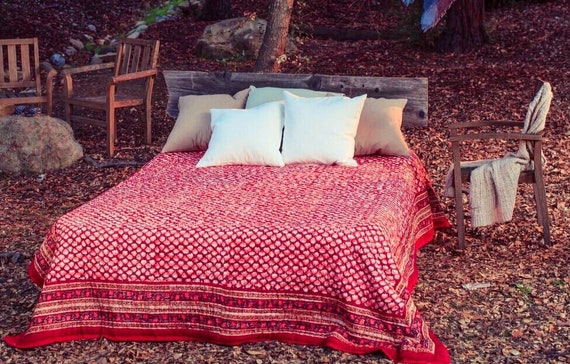 Block Print Quilt Boho Quilt Indian Quilt Queen Quilt Etsy