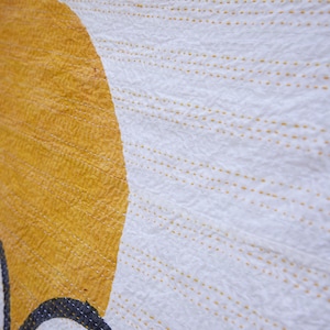 Plaid Kantha en coton imprimé à la main, motif vagues de soleil image 4