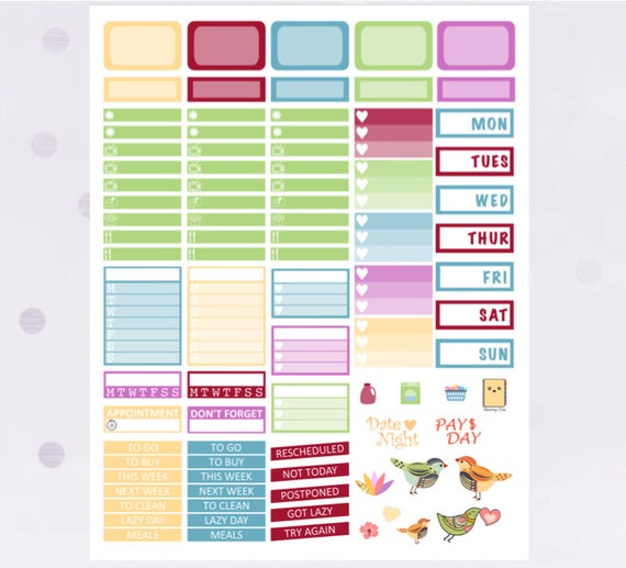 Rosa Xoxo Deluxe Pegatina Kit Para Erin Condren Vertical Planner amor