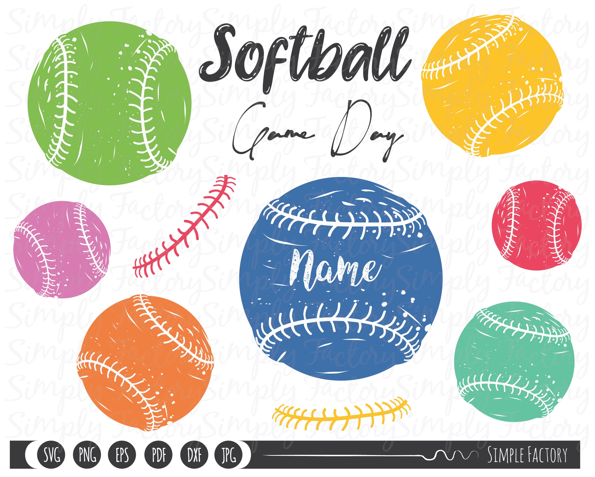 Colorful Softball Game Day Softball Svg Softball clipart Etsy