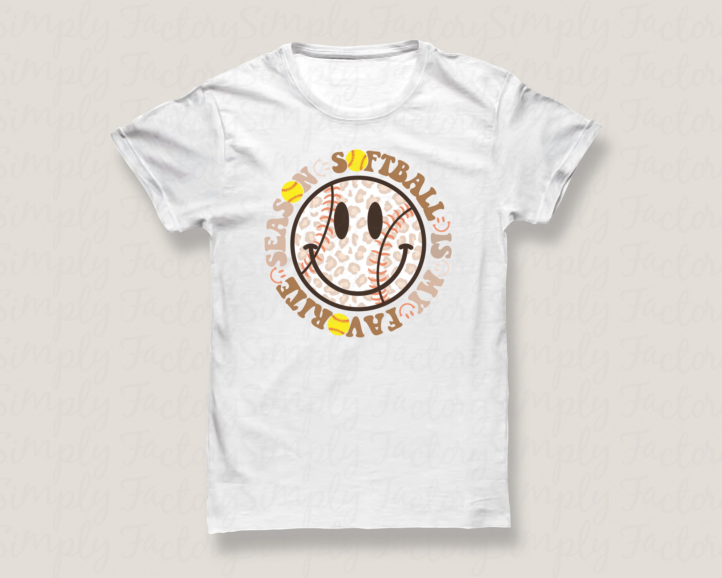 Retro Leopard Softball Smiley Face Png Happy Face Png Etsy