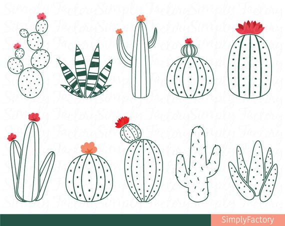 Cactus Clip Art handdrawn Cactus Cactus Doodle | Etsy