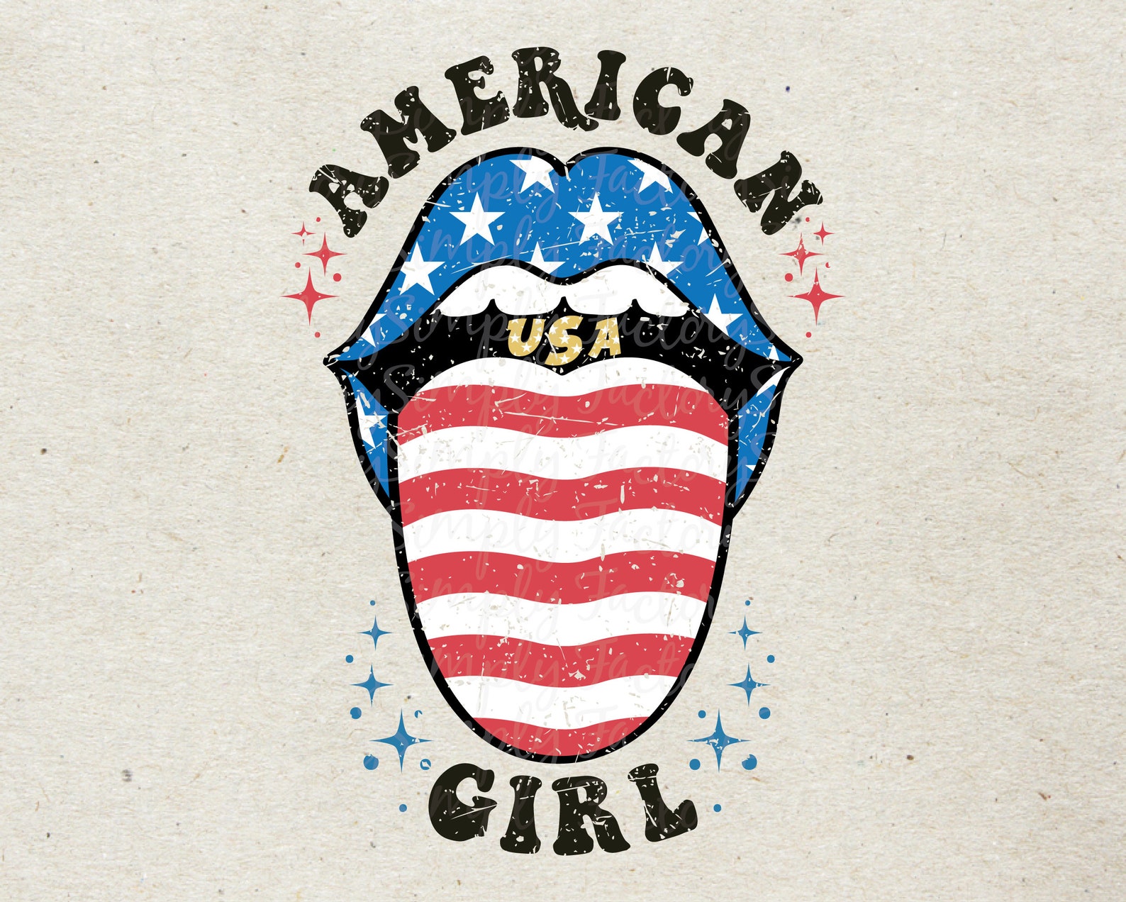 American Girl Png Vintage American Girl Lip Tongue Png 4th Etsy