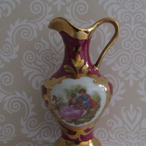 Miniature Limoges Fragonard Love Story Porcelain Vase