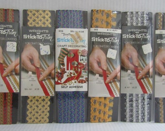 Vintage New Lot of 6 Stick to Trim (Wrights and Trimtex)
