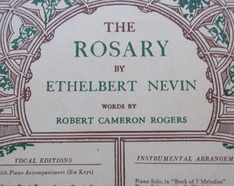 1912 The Rosary by Ethelbert Nevin Piano Sheet Music