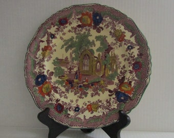 Antique 1861-1920 Hand Painted Mason's Ironstone China C3053 England Medieval Abbey Church Monestary Country Village Plate