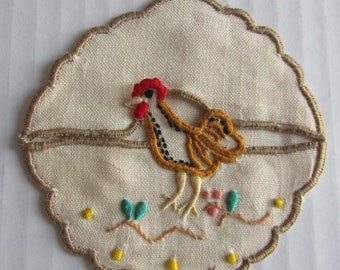 vintage Chicken Sew On Patch avec poche (seulement 4 restants, vendus individuellement ou en lot)