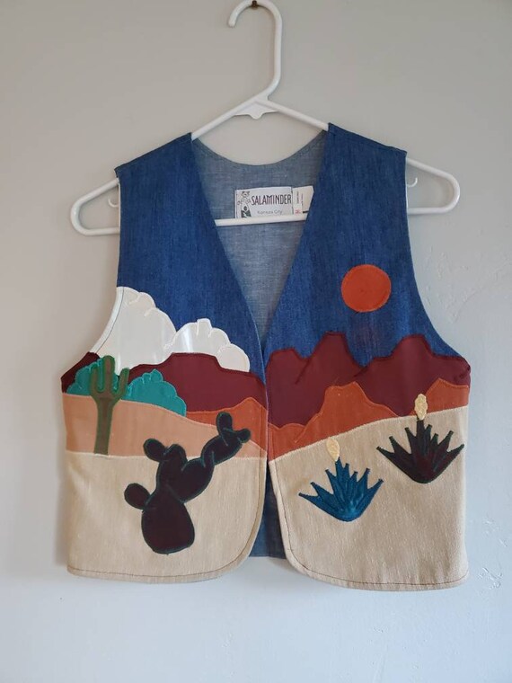 Vintage hand embroidered desert eagle patchwork qu
