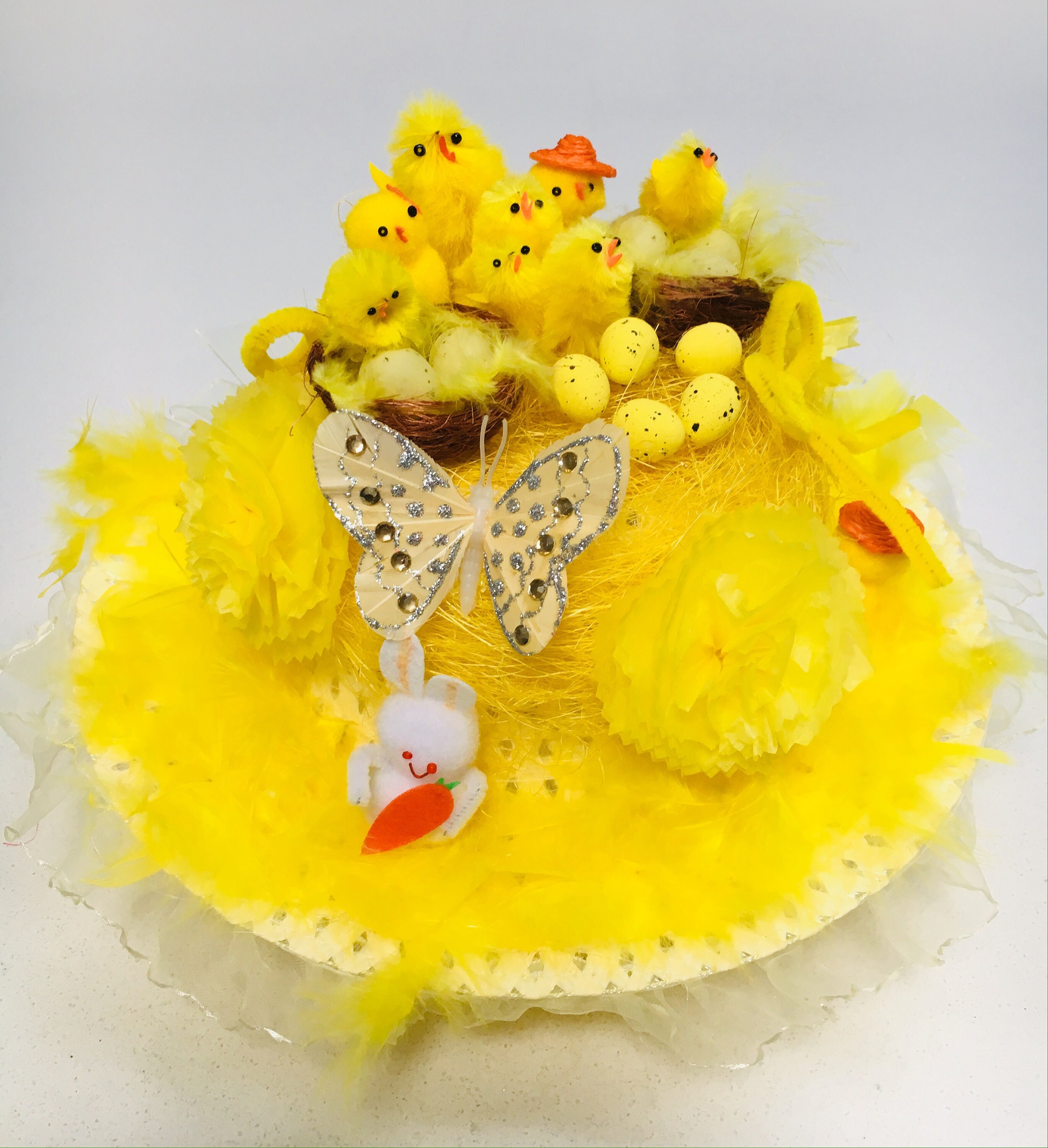 Yellow Hen Boy's Girl's Ready Made Decorated Easter Cowboy Hat 