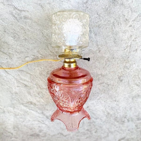 Gorgeous Mid Century Pink Glass Floral Lamp Base