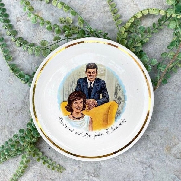 1960s President John F Kennedy and Jacklyn Kennedy Collectible Display Plate