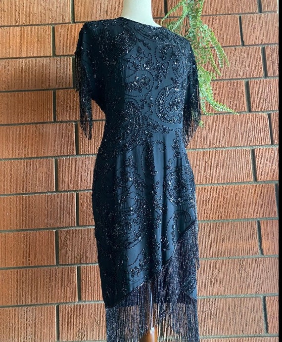 Vintage Style Cream Beaded Flapper Style Dress 8