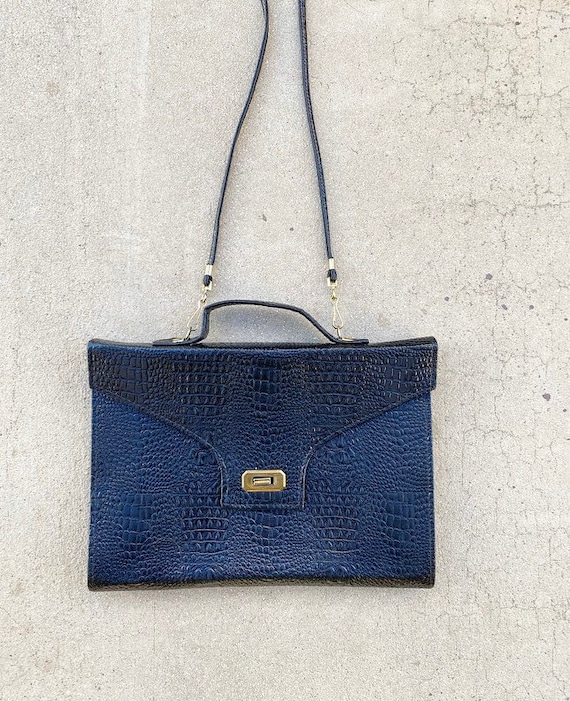 70s Briefcase Purse Leather Alligator Bag
