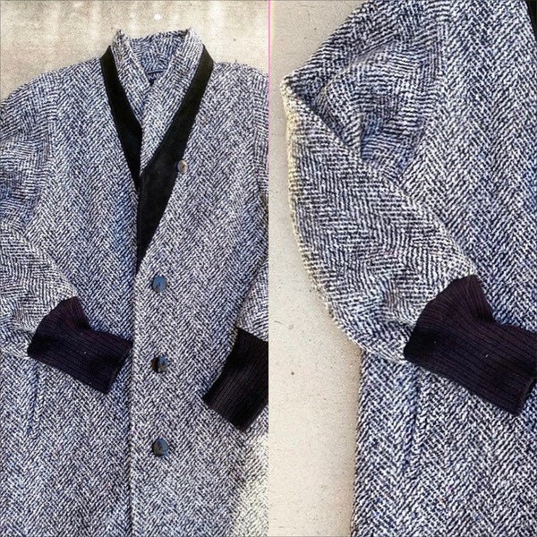 Black White Tweed Coat Women Etsy