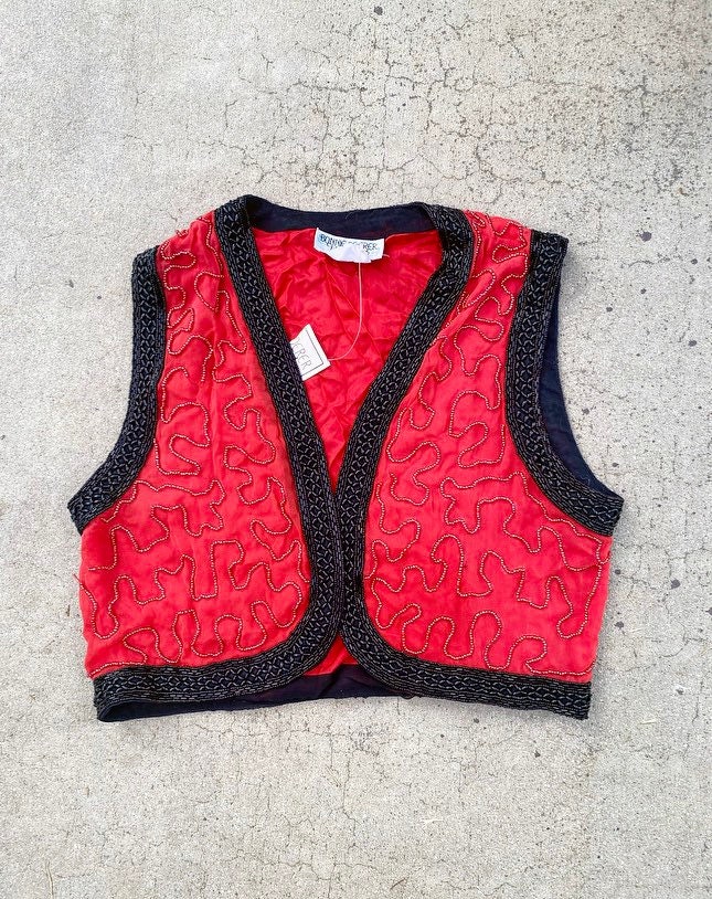 80s Beaded Shrug With Original Tags Made in Hong Kong Size Small