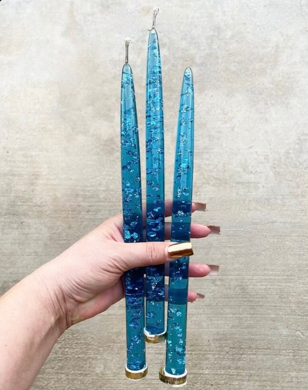 Mid Century Blue Lucite Candles / Set of Three Etsy