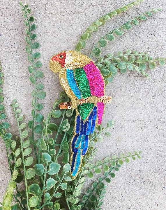 80s Sequins Handmade Parrot Pin - image 5