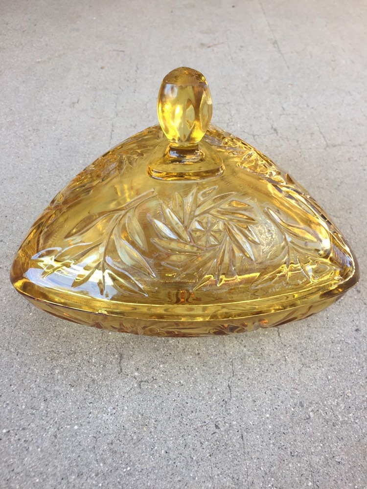 Canary Yellow Candy Dish / Jewelry Dish / Hazel Atlas