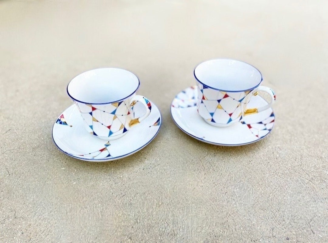 80s Geometric Abstract Tea Cups and Saucers / Made in Russia - Etsy