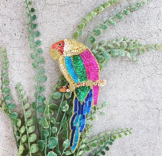 80s Sequins Handmade Parrot Pin - image 2