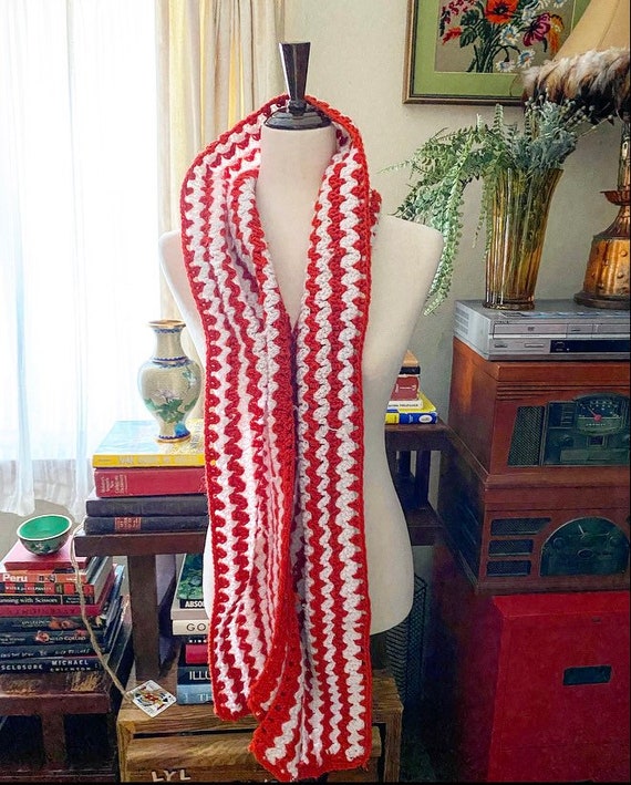 70s Crocheted Scarf 6 Feet Long - image 3