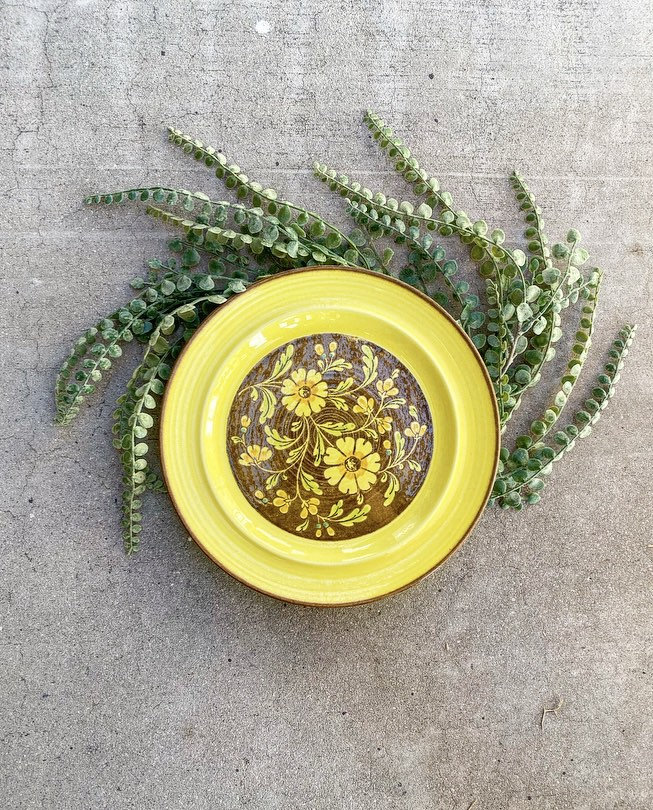 Rare 60s Pair Of Mustard Yellow Plates Large 60s Plates