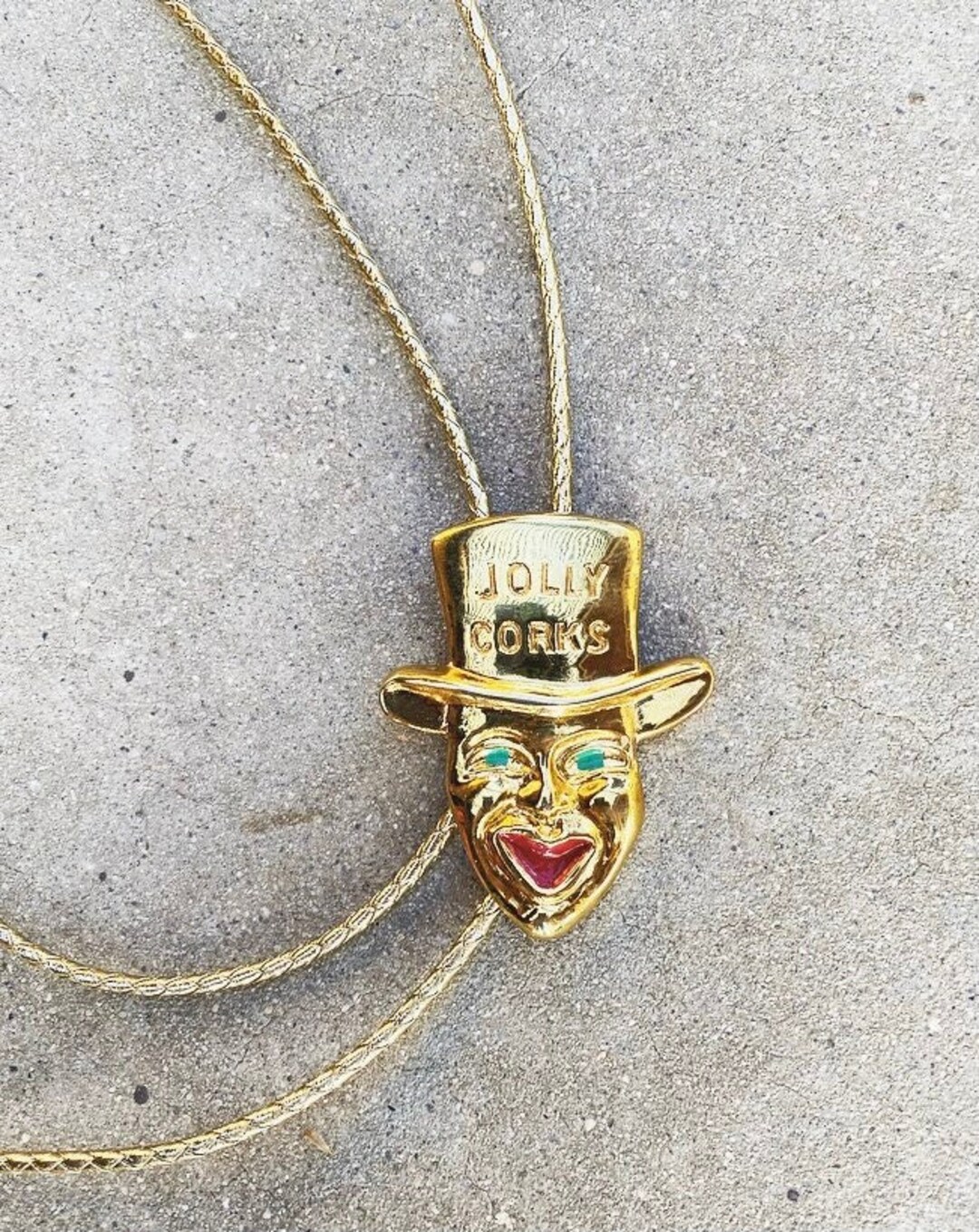 70s Top Hat Joker Goldtone Bolo jolly Corks Etsy