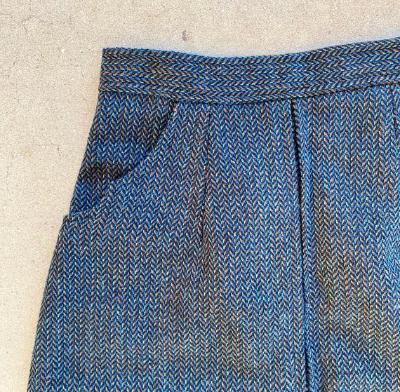 90s Navy Tweed High Waisted Pencil Skirt Size Sma… - image 2