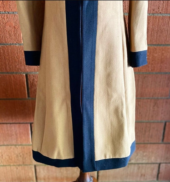 1950s Wool Tan and Black Peacoat Size Medium - image 4