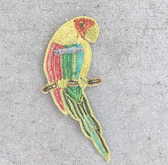 80s Sequins Handmade Parrot Pin - image 3
