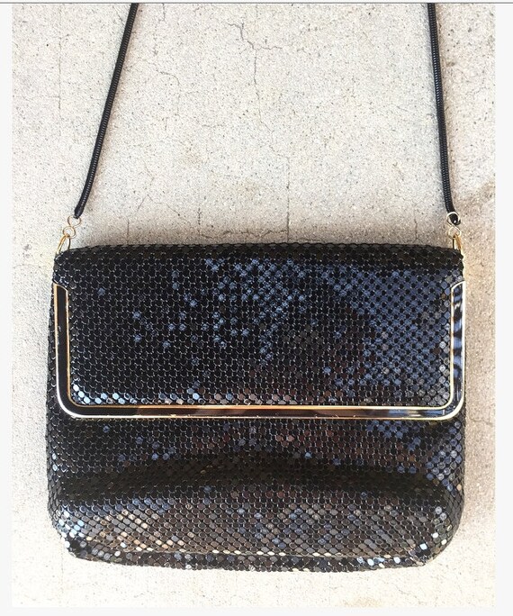 Disco Black Metal Mesh Bag / Metal Strap Gem