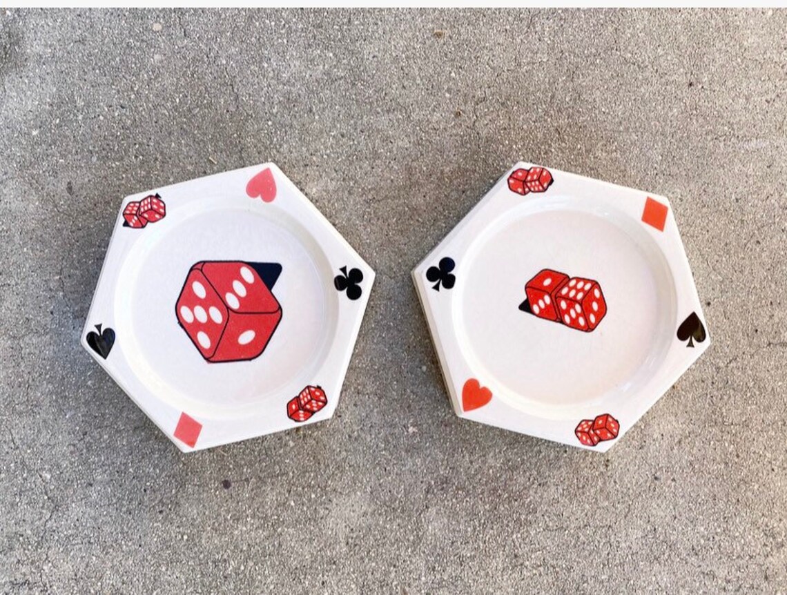 Vintage Poker Table Coasters / Playing Cards Coasters / Dice Etsy