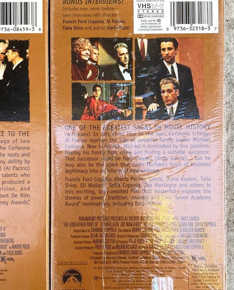 90s Godfather Trilogy VHS Video Tape Part 3 Factory Sealed - Etsy
